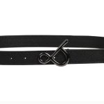 BLACK LEATHER BELT (BLACK METALLIC LOGO)