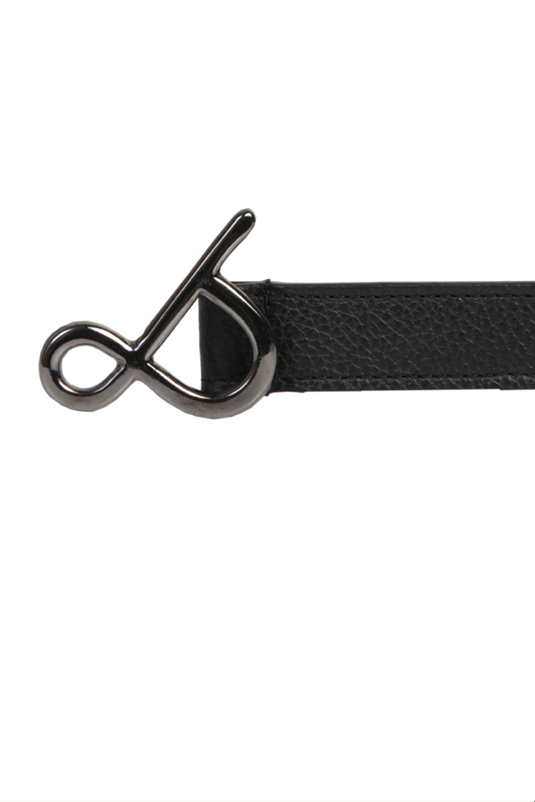 BLACK LEATHER BELT (BLACK METALLIC LOGO)