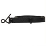 BLACK LEATHER BELT (BLACK METALLIC LOGO)