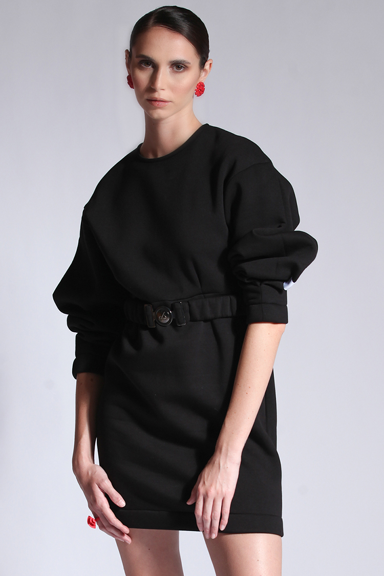 BALLOON MINI DRESS BLACK