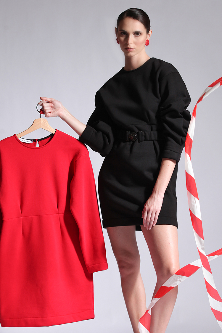 BALLOON MINI DRESS BLACK
