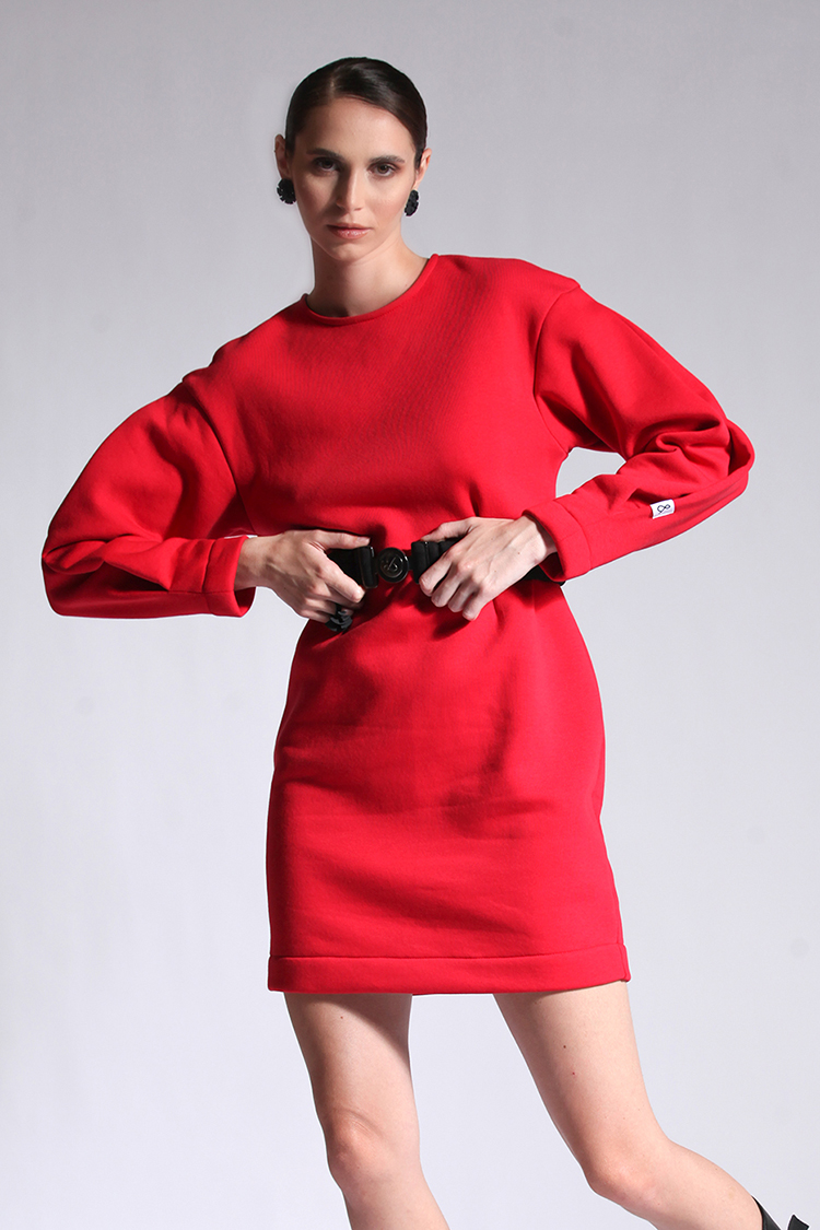 BALLOON MINI DRESS RED