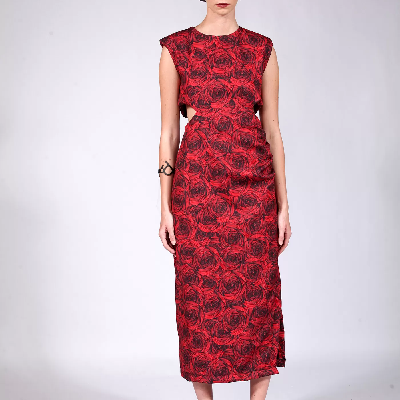 LONG CUT OUT DRESS RED