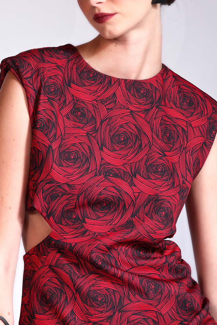 LONG CUT OUT DRESS RED