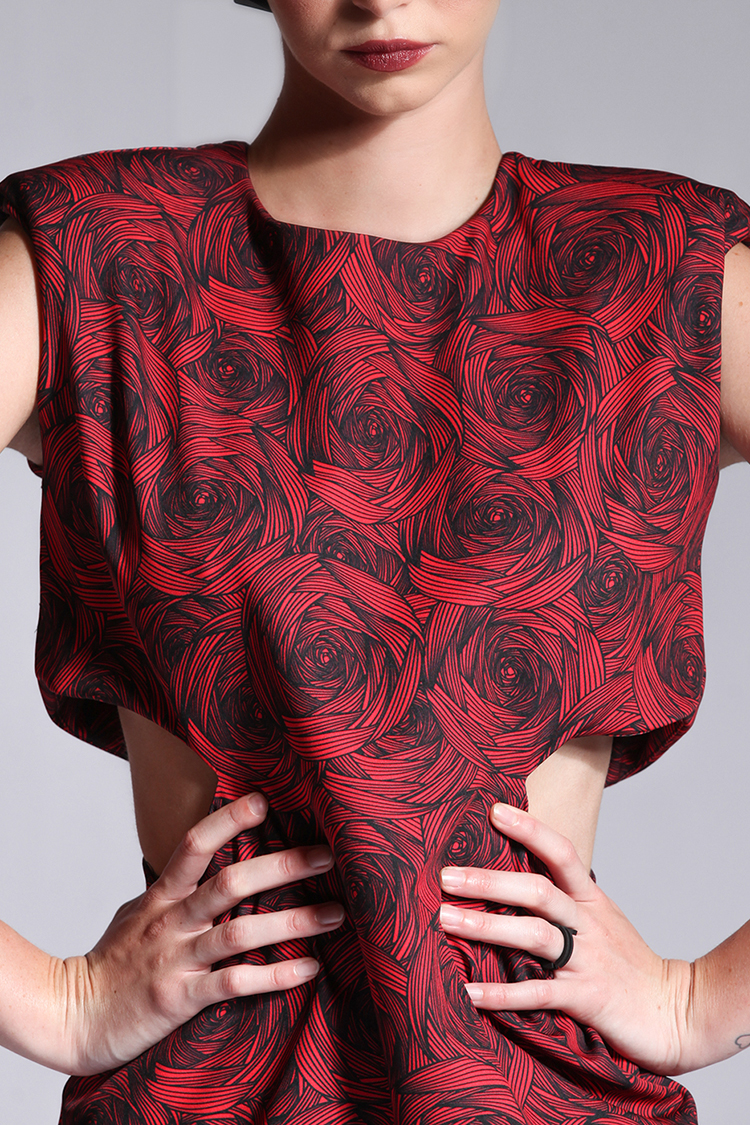 LONG CUT OUT DRESS RED