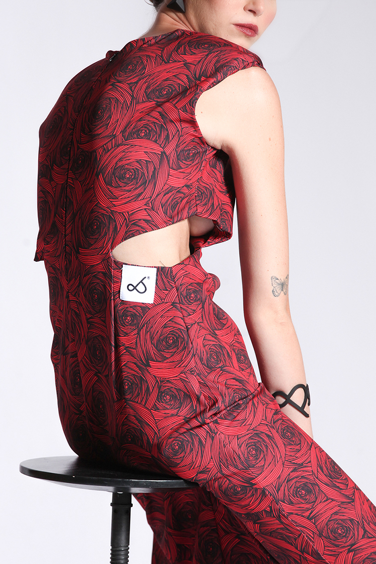 LONG CUT OUT DRESS RED