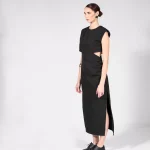 LONG CUT OUT DRESS BLACK