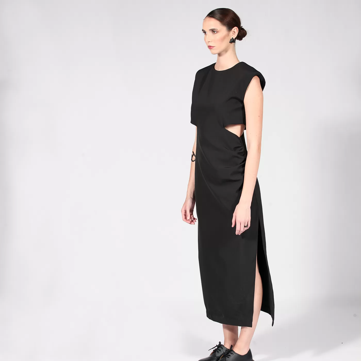 LONG CUT OUT DRESS BLACK