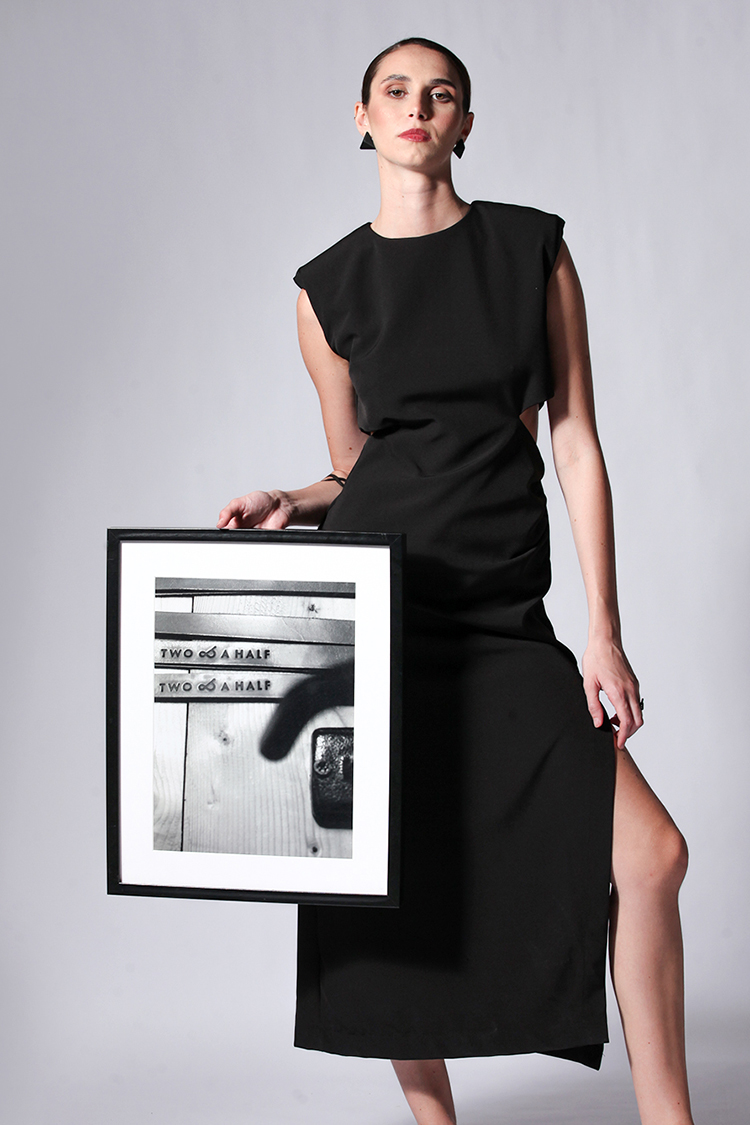 LONG CUT OUT DRESS BLACK