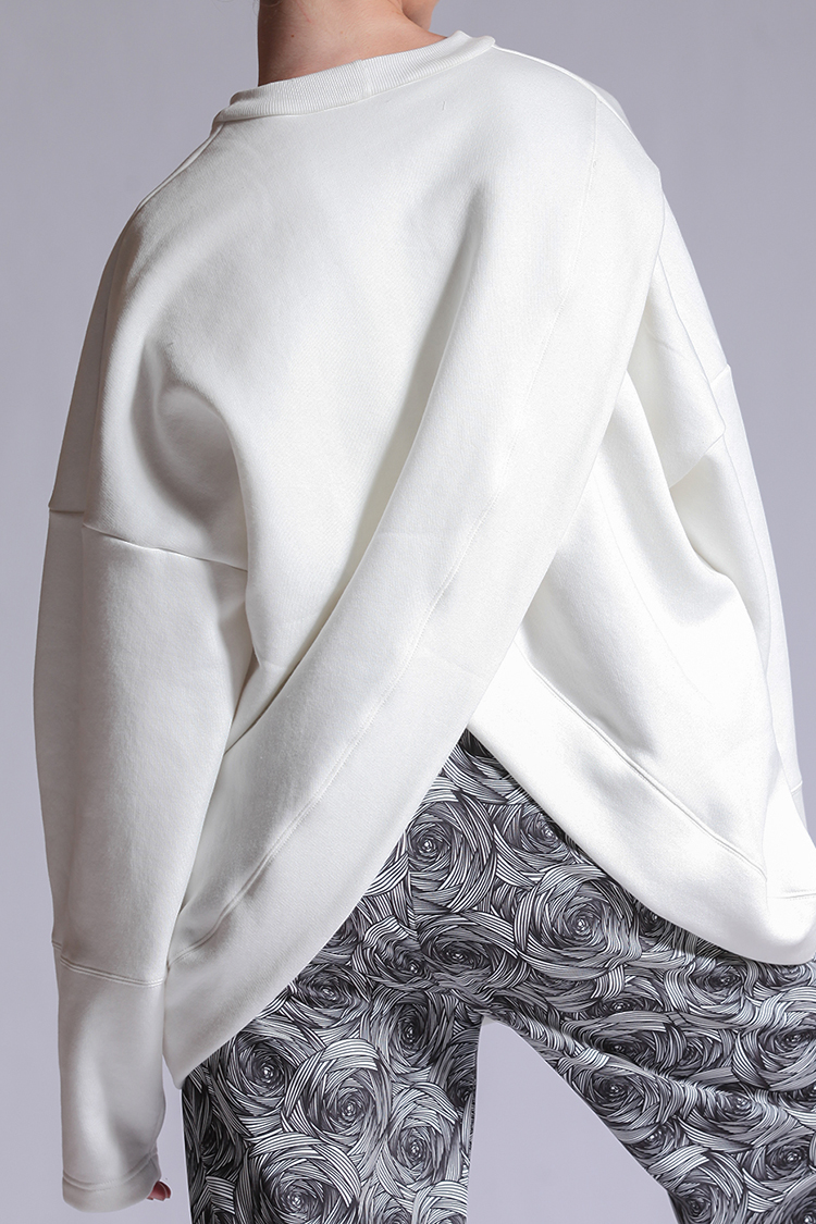 LONG CROSS BACK SWEATSHIRT WHITE