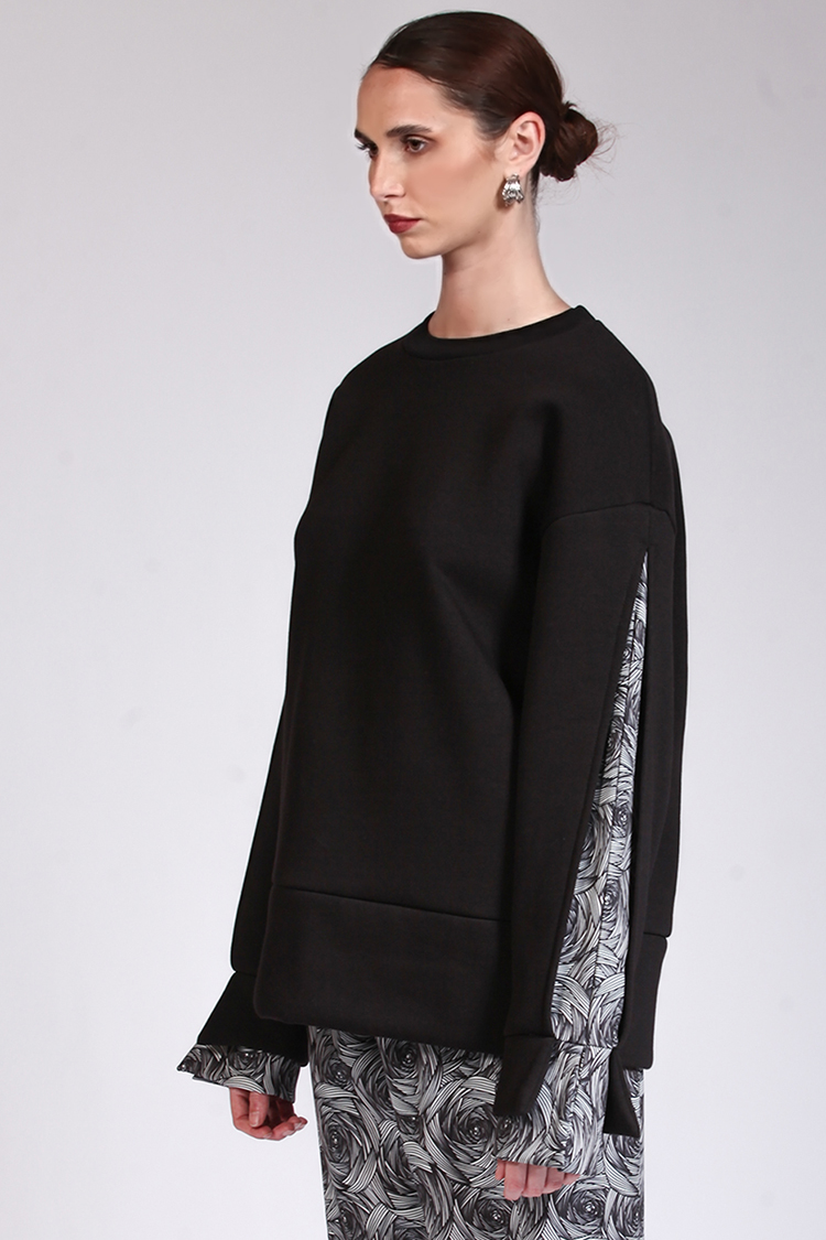 PRINTED SLEEVED SWEATSHIRT