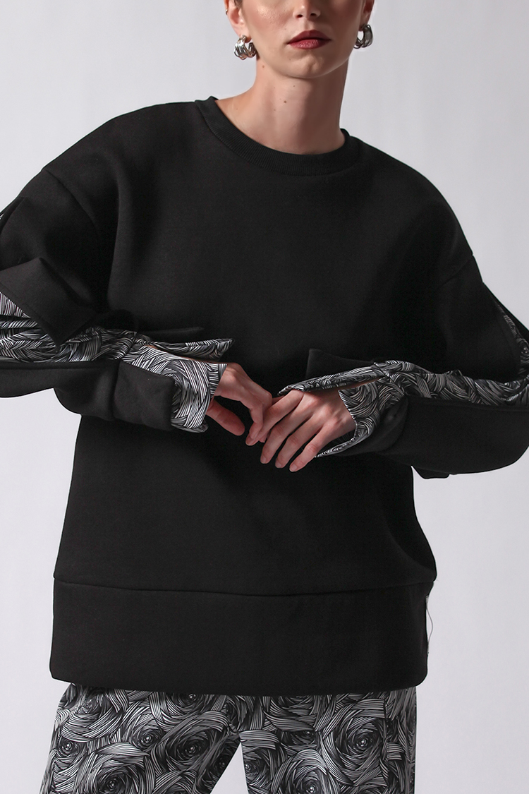 PRINTED SLEEVED SWEATSHIRT