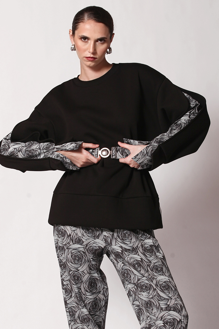 PRINTED SLEEVED SWEATSHIRT