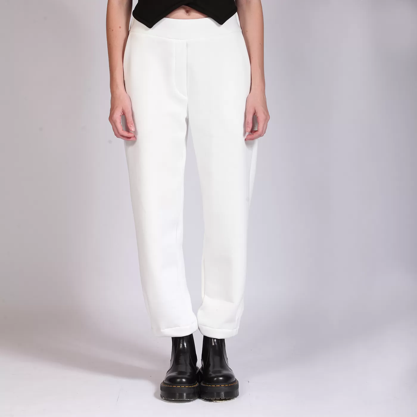 BARREL-LEG TROUSERS WHITE