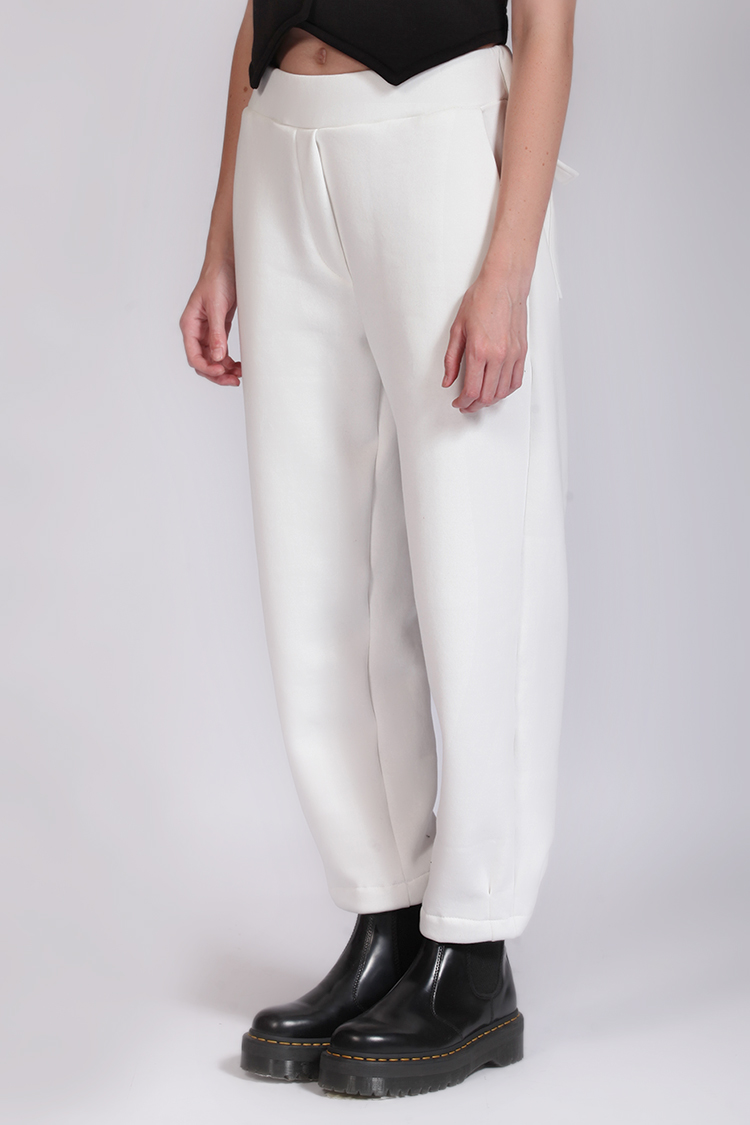 BARREL-LEG TROUSERS WHITE