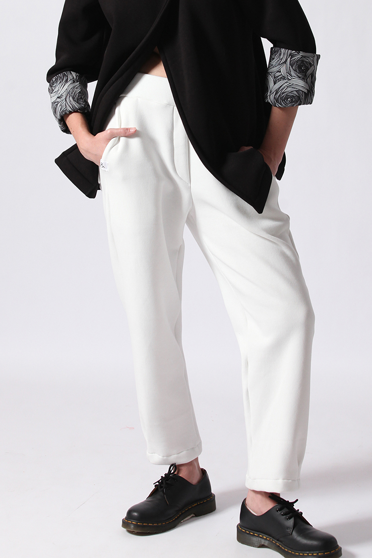 BARREL-LEG TROUSERS WHITE