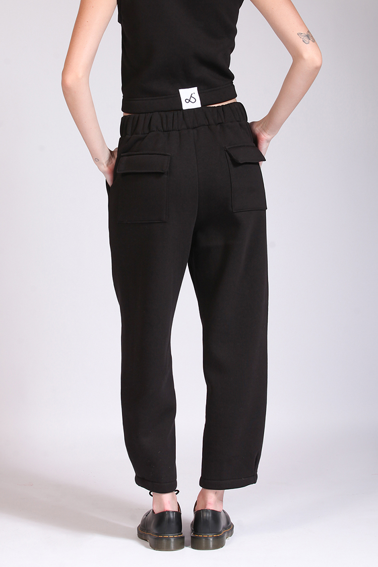 BARREL-LEG TROUSERS BLACK
