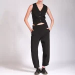 BARREL-LEG TROUSERS BLACK