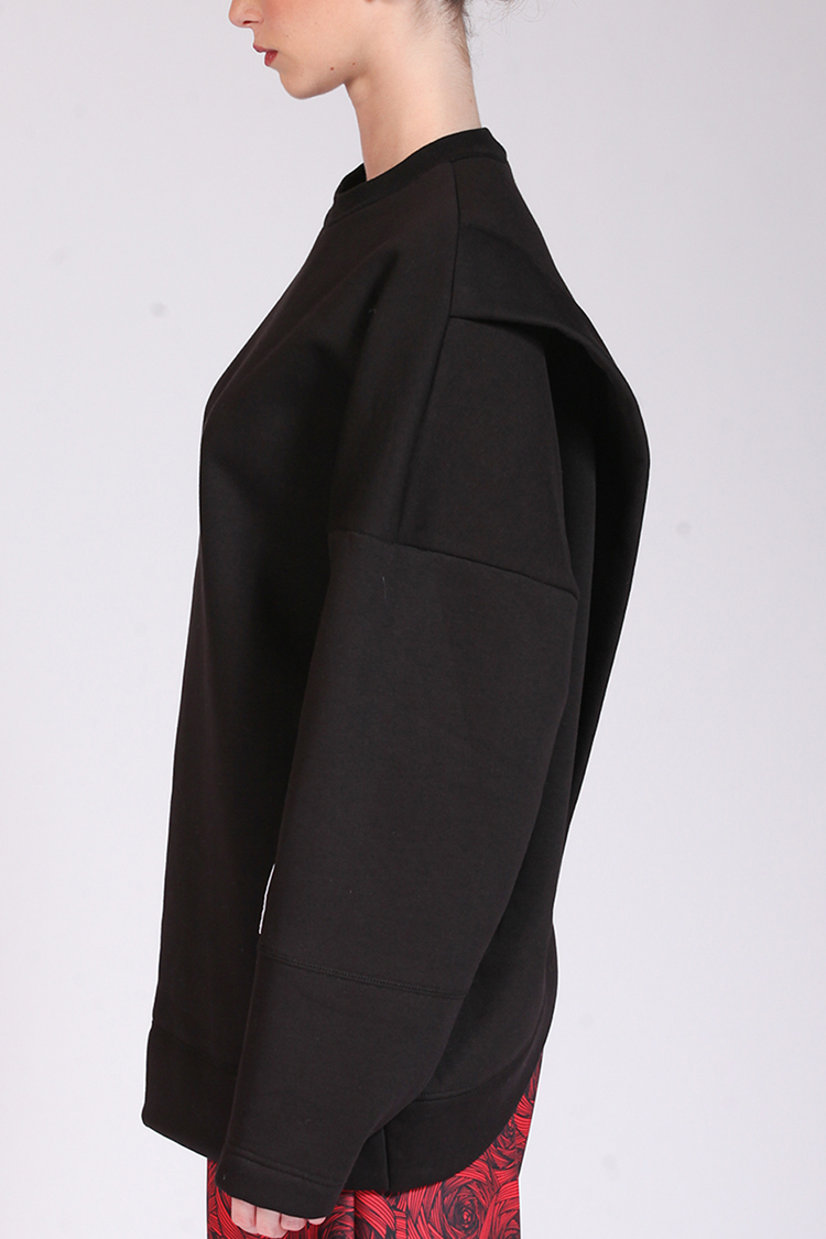 LONG CROSS BACK SWEATSHIRT BLACK