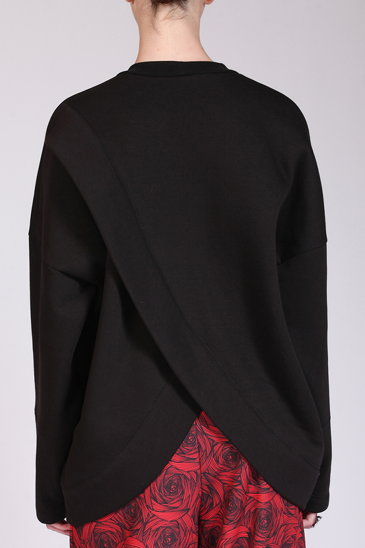 LONG CROSS BACK SWEATSHIRT BLACK