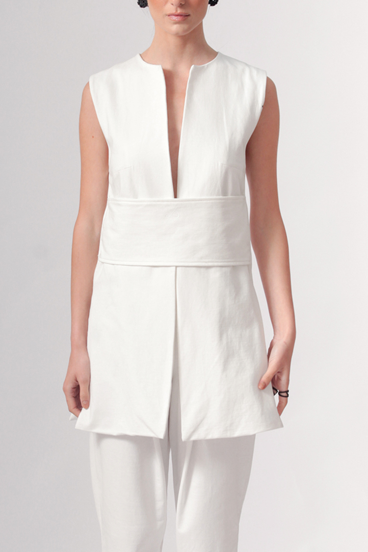 LONG BLOUSE WITH V