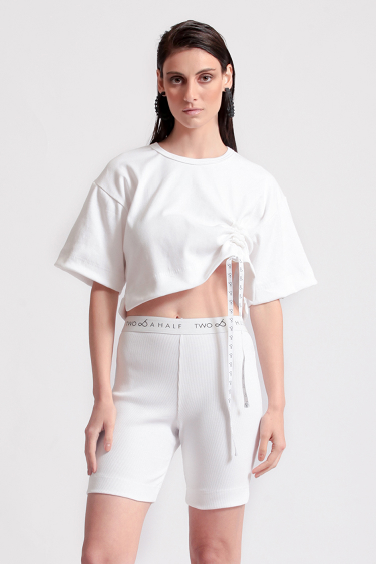 CROP TOP WITH LOGO CORD