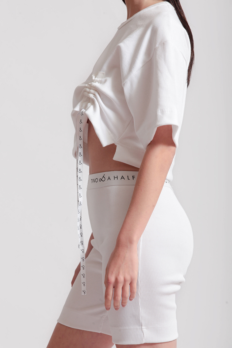 CROP TOP WITH LOGO CORD