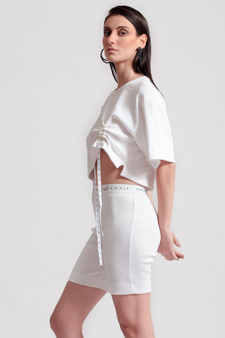 CROP TOP WITH LOGO CORD