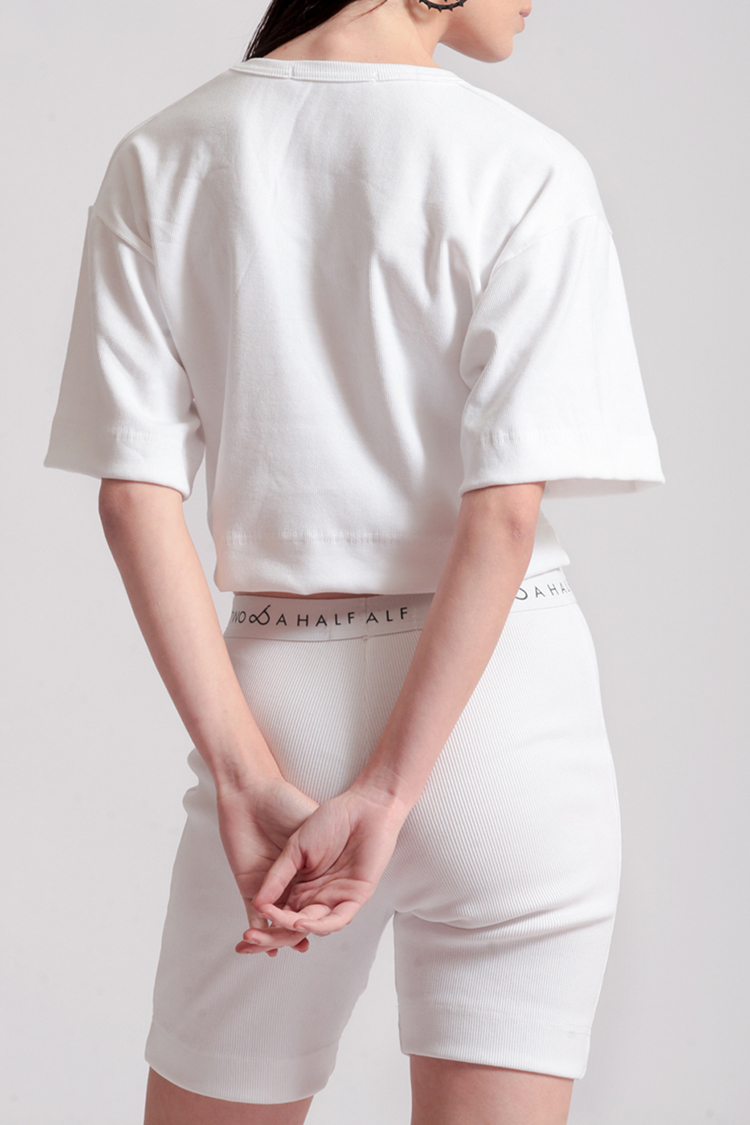 CROP TOP WITH LOGO CORD