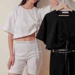 CROP TOP WITH LOGO CORD