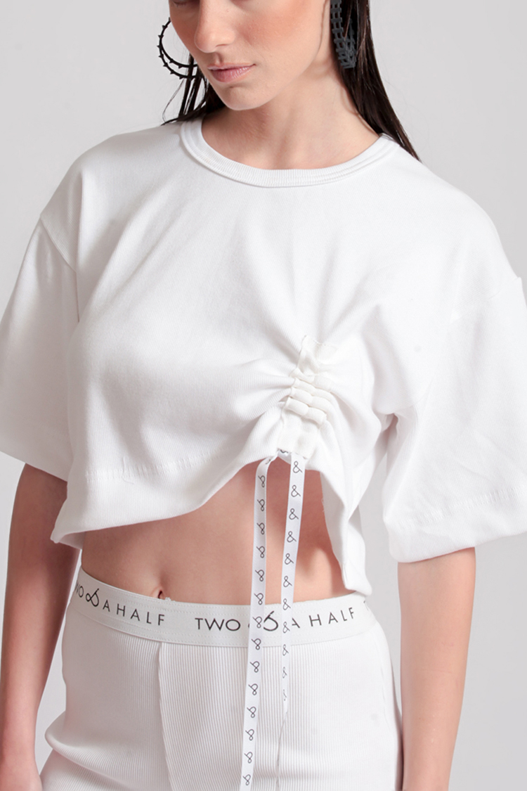 CROP TOP WITH LOGO CORD