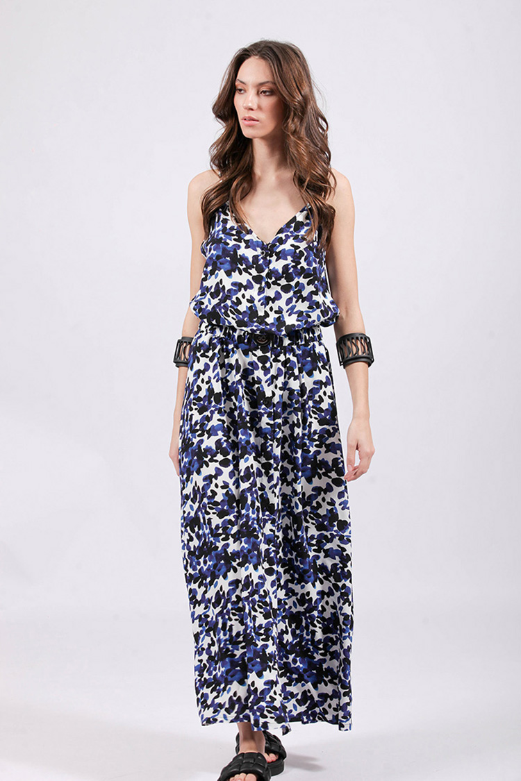 BUTTON-DOWN LONG DRESS WITH BELT