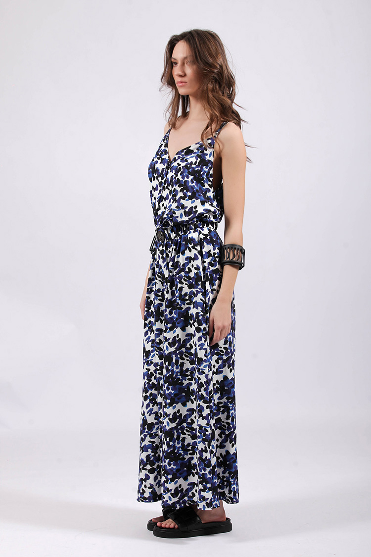 BUTTON-DOWN LONG DRESS WITH BELT