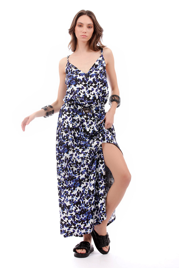 BUTTON-DOWN LONG DRESS WITH BELT