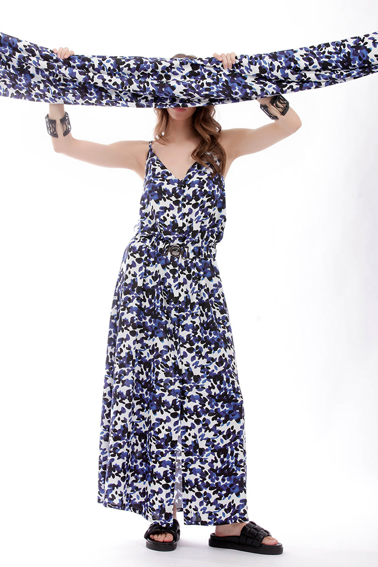 BUTTON-DOWN LONG DRESS WITH BELT