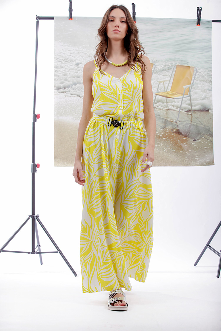 BUTTON-DOWN LONG DRESS WITH BELT