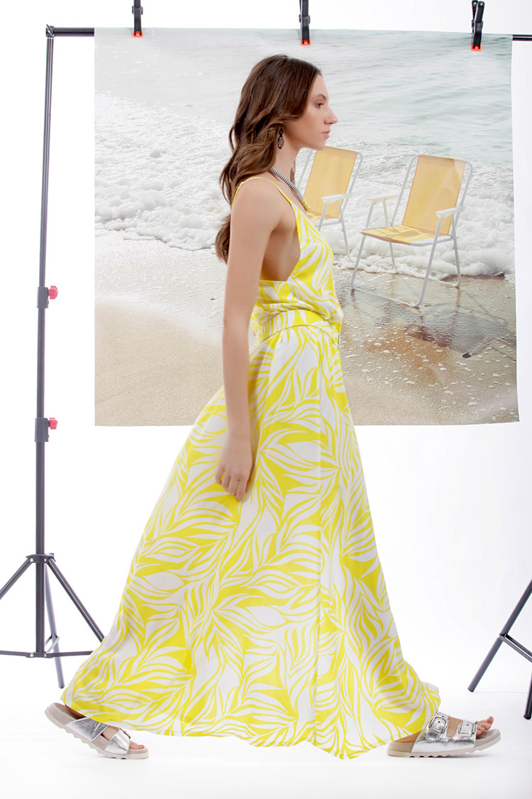 BUTTON-DOWN LONG DRESS WITH BELT