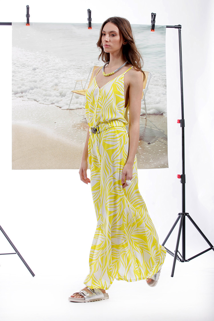 BUTTON-DOWN LONG DRESS WITH BELT