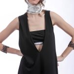 SLEEVELESS V-NECK DRESS WITH STRAPLESS TOP