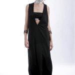 SLEEVELESS V-NECK DRESS WITH STRAPLESS TOP