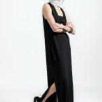 SLEEVELESS V-NECK DRESS WITH STRAPLESS TOP